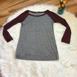 Pink Blush Gray/Maroon Raglan Tee